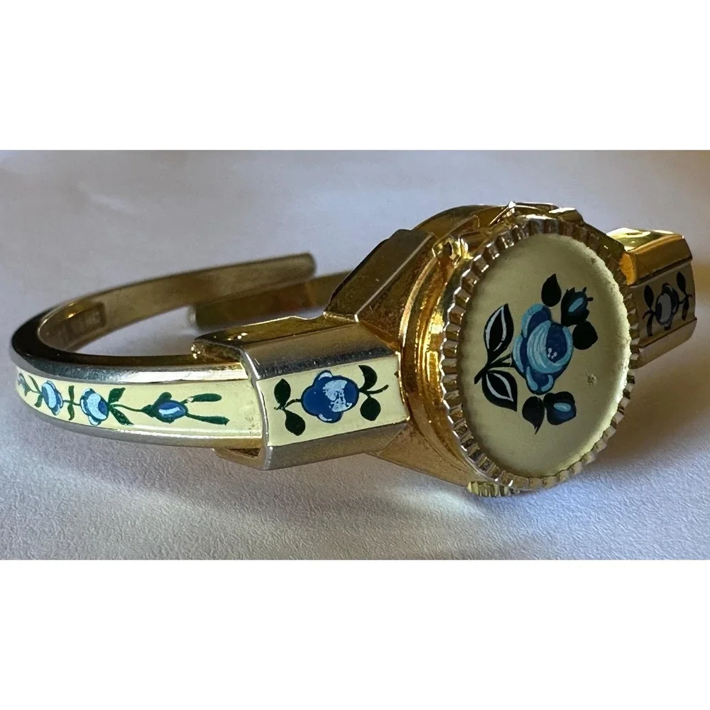 Vintage VaLaire Women's Mechanical Watch Swiss Gold Tone Floral Art Deco Style